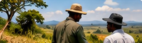 Two field professionals reviewing notes outdoors